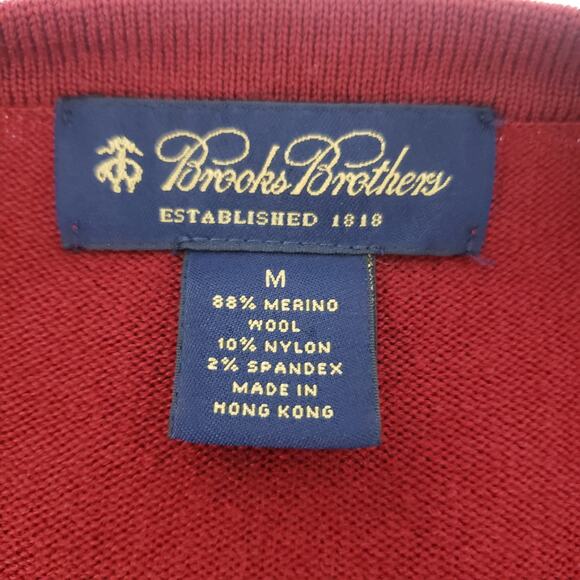 Brooks Brothers Merino Wool Blend V-Neck Sweater Men M Red Knit Unisex Vintage - Picture 12 of 12
